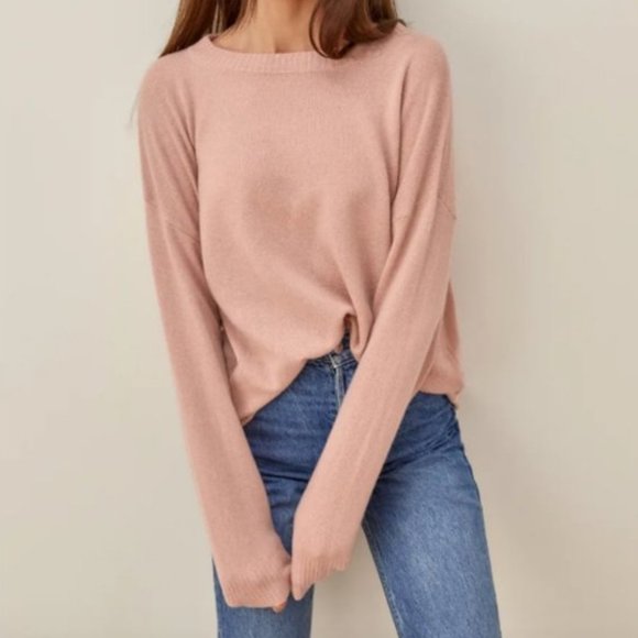 Reformation Sweaters - Reformation Cashmere Oversized Crew Sweater Blush